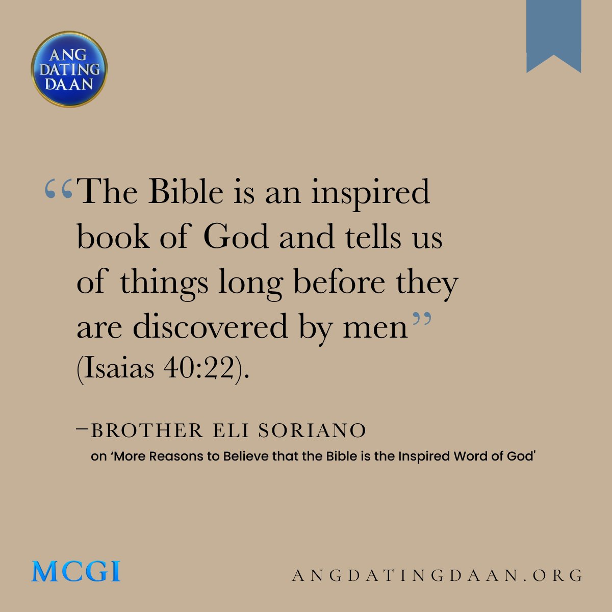 AngDatingDaanTV's tweet photo. "The Bible is an inspired book of God and tells us of things long before they are discovered by men (Isa. 40:22)."

—Bro. Eli Soriano, 'More Reasons to Believe that the Bible is the Inspired Word of God' via https://t.co/r8Yx45dEhH

#BiblicalTruthsUnfold
#WhatTheBibleSays https://t.co/7mesYhtLbv