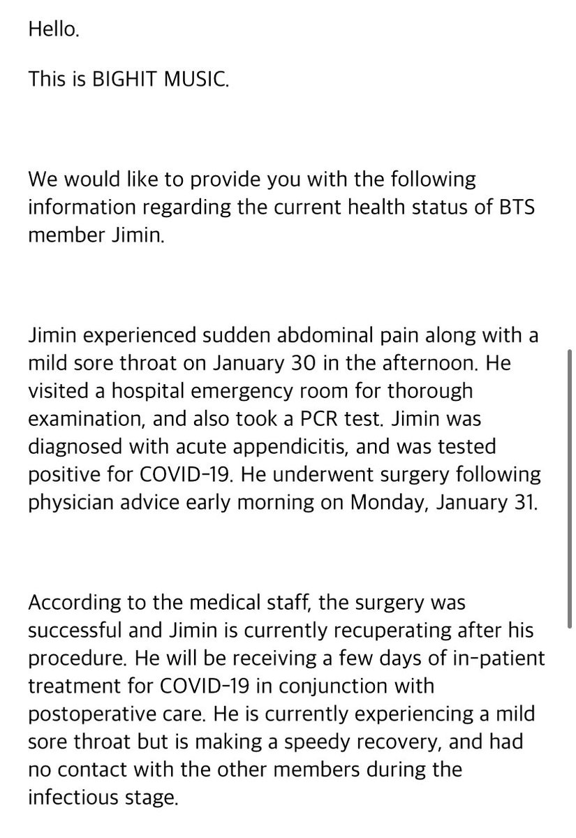 BTSTaehyungTHV's tweet photo. Don't worry army jimin will be fine soon🥺 let's just pray🙌👏🙏🙇 for his fast recovery💜 https://t.co/cdp0lWsujz