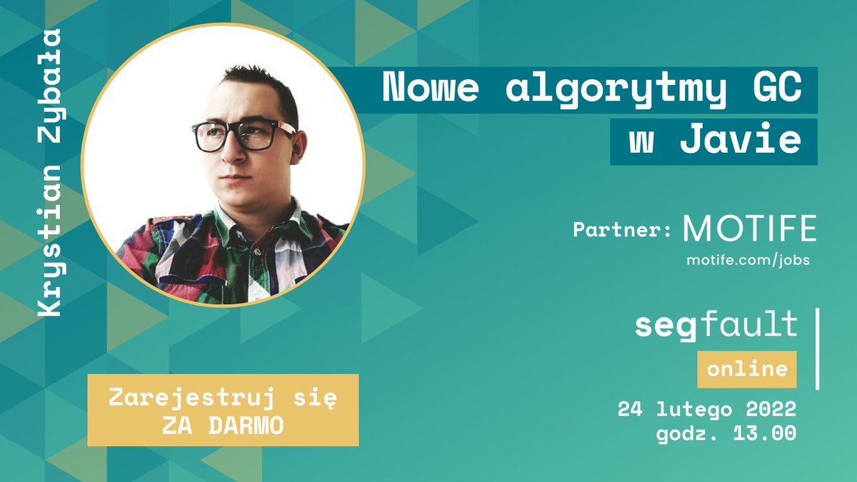 segfaultevents's tweet image. Zapraszamy do udziału w pierwszym tegorocznym Segfault Online! Gościem spotkania będzie Krystian Zybała.👍
Zarejestruj się i zapewnij sobie miejsce za darmo → …-nowe-algorytmy-gc-w-javie.konfeo.com/pl/groups
Pamiętaj, 24 lutego (w czwartek), w porze lunchu, widzimy na #Segfault Online!
#java #IT