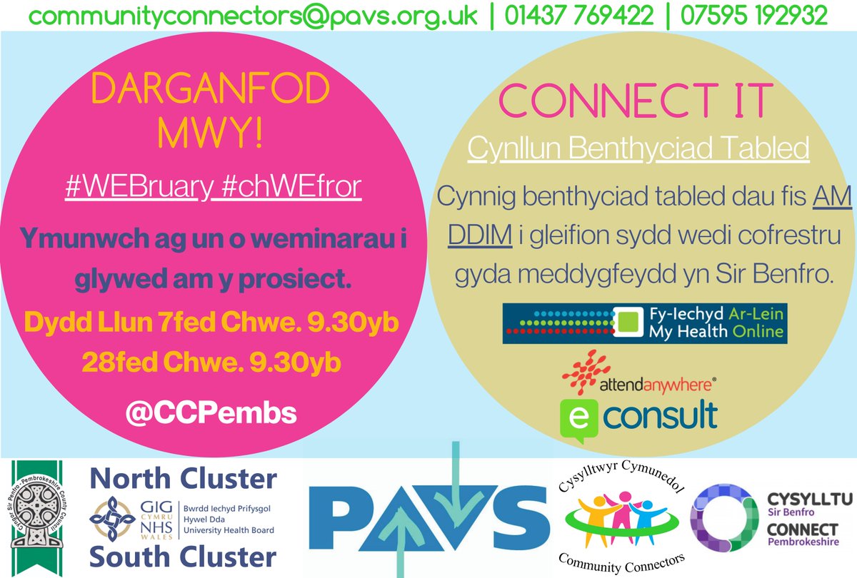 CCPembs's tweet photo. For 18 months weโve been loaning tablets into the Pembrokeshire community and have helped over 150 individuals remain connected to loved ones. Weโre holding two webinars to share out story this #WEBruary #chWEfror
Mon 7 Feb/Mon 28 Feb @ 9.30am
Join us!
https://t.co/sdBfh9BKMb https://t.co/i2TLzRZg1d