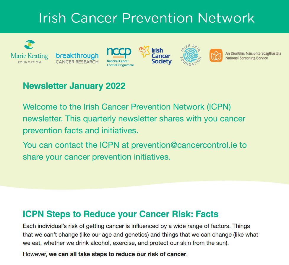 Click the link below to read your copy of the January
Irish Cancer Prevention Network Newsletter. Learn about cancer prevention initiatives in Ireland and recent research on cancer prevention #ICPN #cancerprevention
hse.ie/eng/services/l…