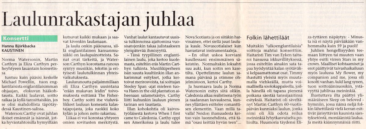 NORMA WATERSON 15.8.1939 - 30.1.2022

"Best Wishes" 
- Norma Waterson, Kaustinen, Saturday 20th July, 2002

My interview with Norma Waterson, Martin &amp; Eliza Carthy at Kaustinen Folk Music Festival <a href="/kaustinenfmf/">Kaustinen FMF</a> + concert review in #Keskipohjanmaa on July 21st and July 22nd, 2002