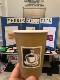 fionabird81's tweet photo. Need some caffeine to kick off your Monday?! Great to start the day talking to @RUHStaff colleagues about #OurBigQuestion - especially as we're offering everyone who stops by the stall in the Lansdown foyer this week a free hot drink βοΈ Hope to see you there π https://t.co/OmXj638Xh3