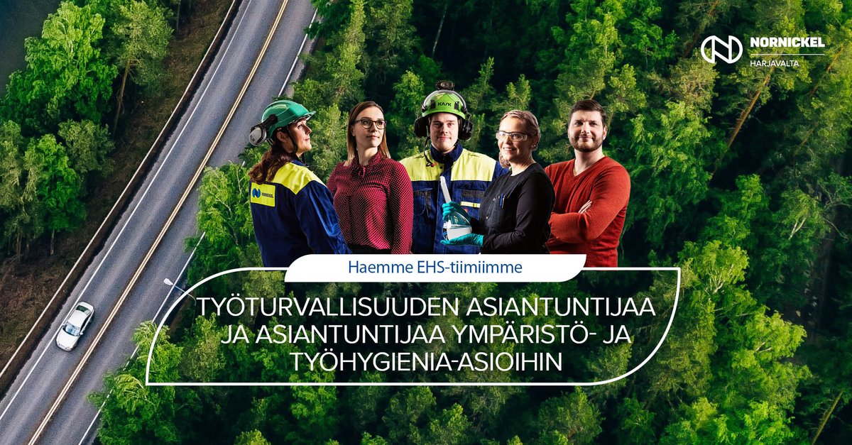 Meillä on EHS-tiimissä kaksi paikkaa avoinna. 

Haemme: 
⭐ Työturvallisuuden asiantuntijaa ja 
⭐ Asiantuntijaa ympäristö- ja työhygienia-asioihin

Katso lisää tehtävistä ja liity osaajiemme joukkoon > nornickel.fi