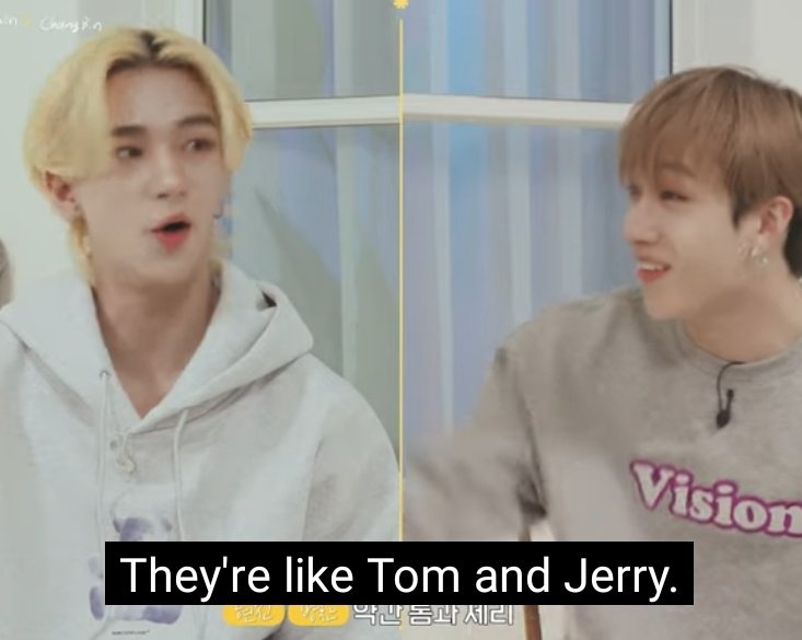 staysday6's tweet photo. "if felix is like water, hyunjin is like fire" 
"they're like tom and jerry"

is the theme of the first few episodes pairings that are very different from each other LOL https://t.co/SFS9q4KH61