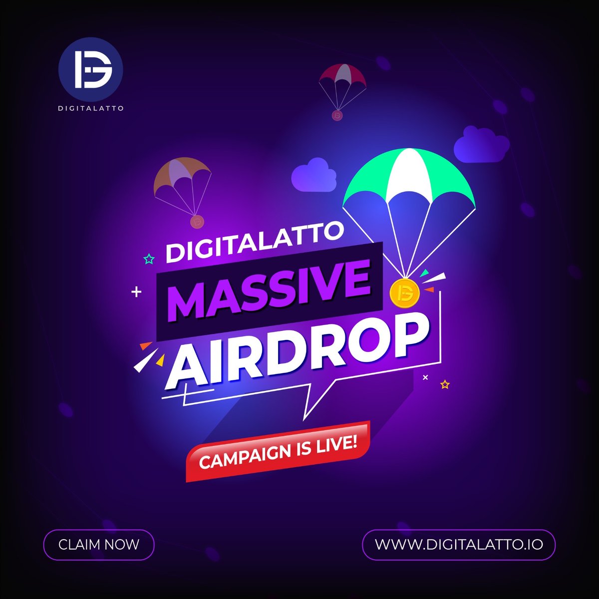DigitalattoDGTL's tweet photo. Get free #airdrop of 1000 #DGTL coins
Steps:
1. Join our telegram https://t.co/3IeNYooFBw
2. Follow us @DigitalattoDGTL
3. Retweet this post
4. Tag 3 friends
#Airdrops #Bitcoin https://t.co/bb2OZa4d3s