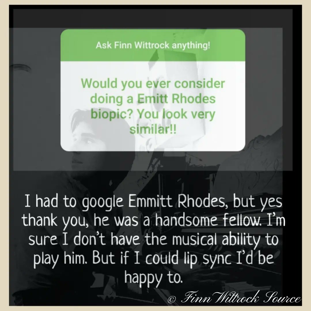 Finn_Wittrock__'s tweet photo. ⭐ Finn Wittrock Fan Q&amp;A ⭐
@FinnWittrock on doing an Emitt Rhodes biopic! #AskFinn https://t.co/iydCHaKqU0
