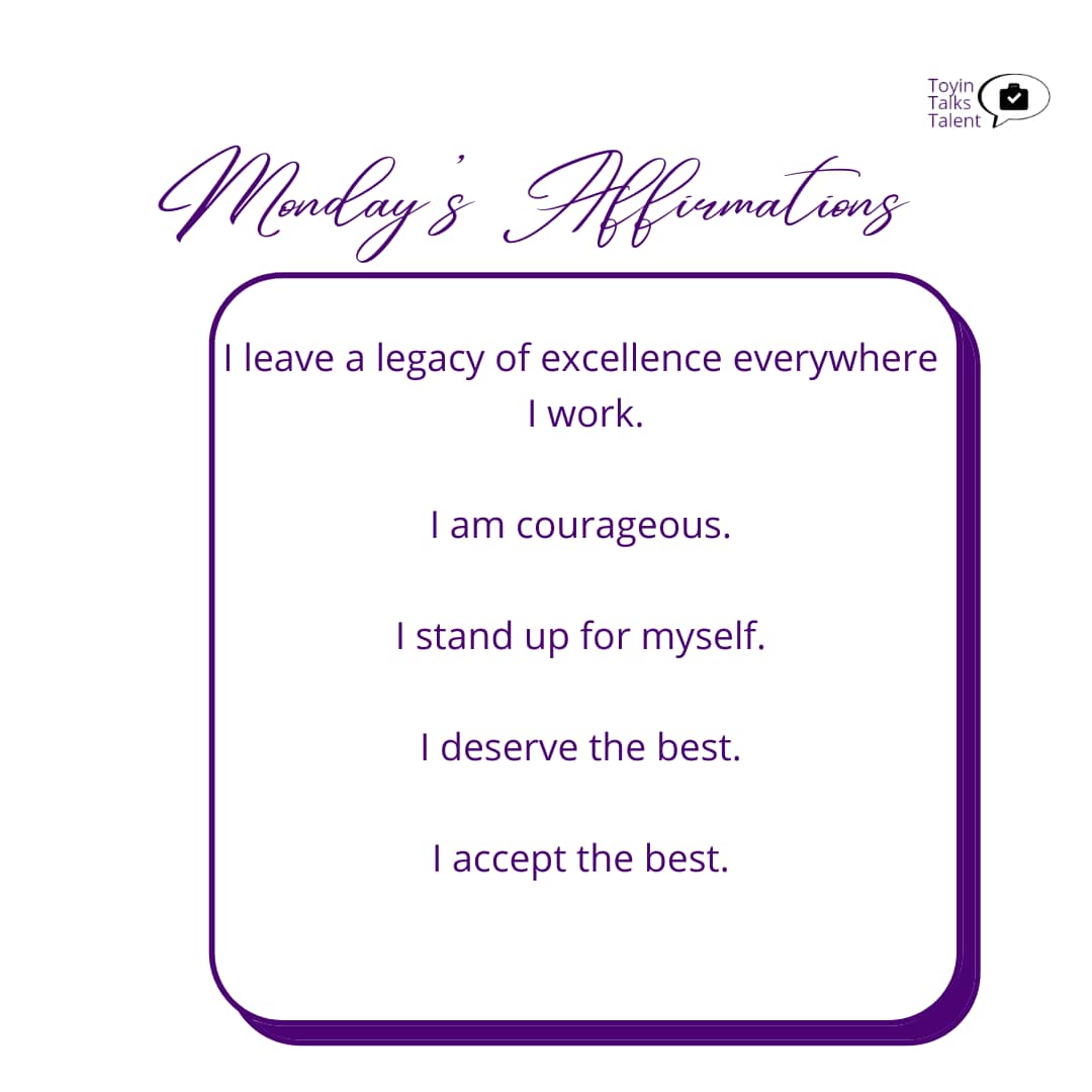 toyintalktalent's tweet photo. Day 8 of 30
Give into the World what you want to receive. Best begets best!
#toyintalkstalent #t3network #t3nextchapter #talent #career #skills #30daysofaffirmation #workingthetalk https://t.co/8jzeL5ZX1v