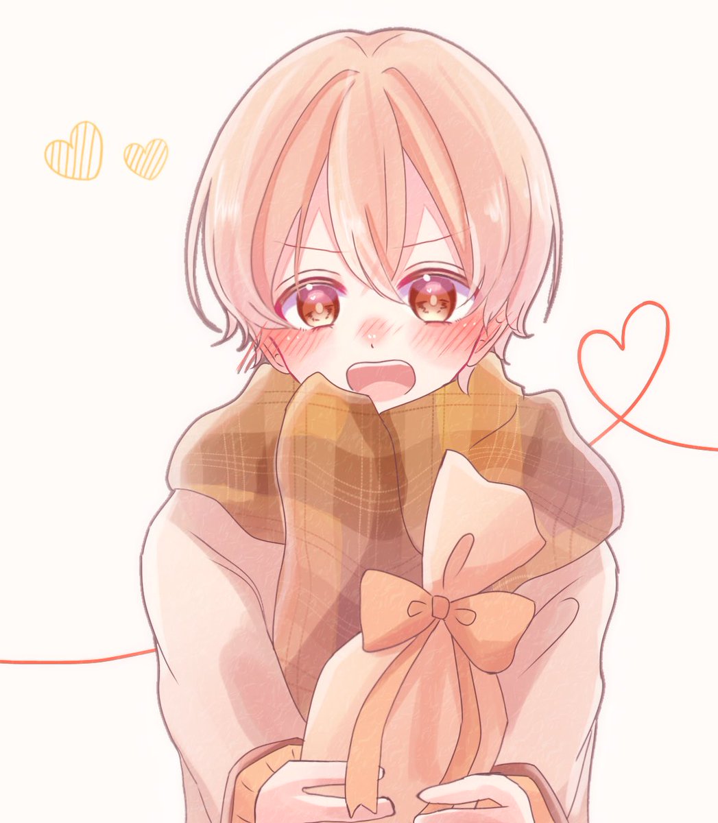 1boy male focus blush solo scarf heart looking at viewer  illustration images