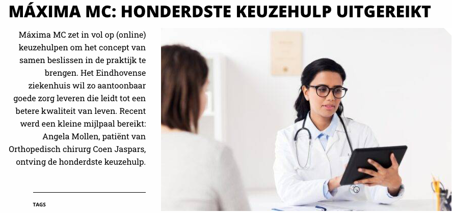 - Nieuws - Leuk artikel over de toepassing van #keuzehulpen in <a href="/MMC/">MáximaMC</a>. Zij zetten vol in op de inzet van de digitale keuzehulpen om #patienten en #zorgverleners te ondersteunen in het #Samenbeslissen. 
icthealth.nl/nieuws/maxima-…