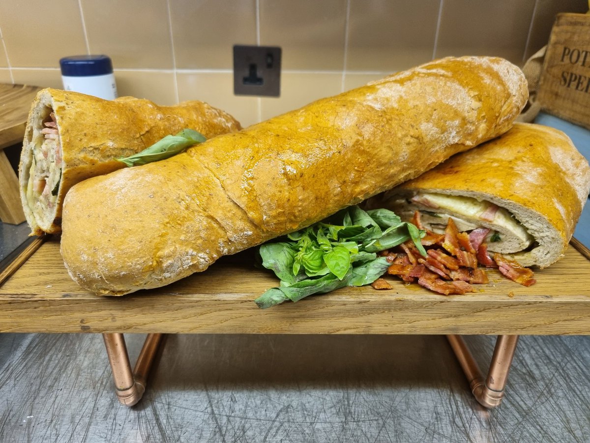 Basil streaky bacon and mozzarella bread