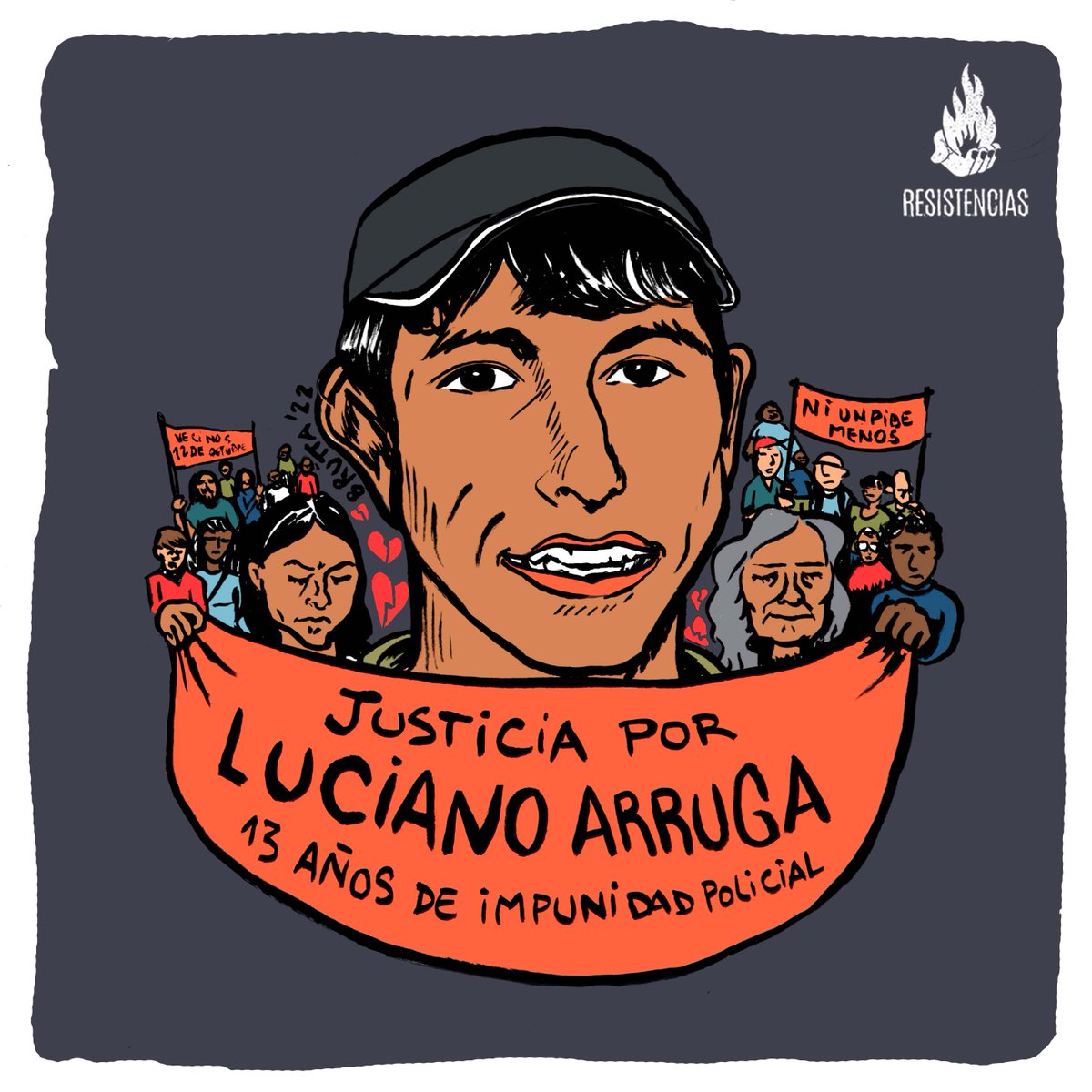 RResistencias's tweet photo. 🔥Hace 13 años, oficiales pertenecientes a la Policía Bonaerense torturaron, secuestraron y asesinaron a Luciano Arruga. Hace 13 años que su familia exige justicia. 
🖌️Arte Afiche por @luciabrutta 
#LucianoArruga #LucianoArrugapresente #niunpibemenos #represionestatal https://t.co/l4dXTtCyo7