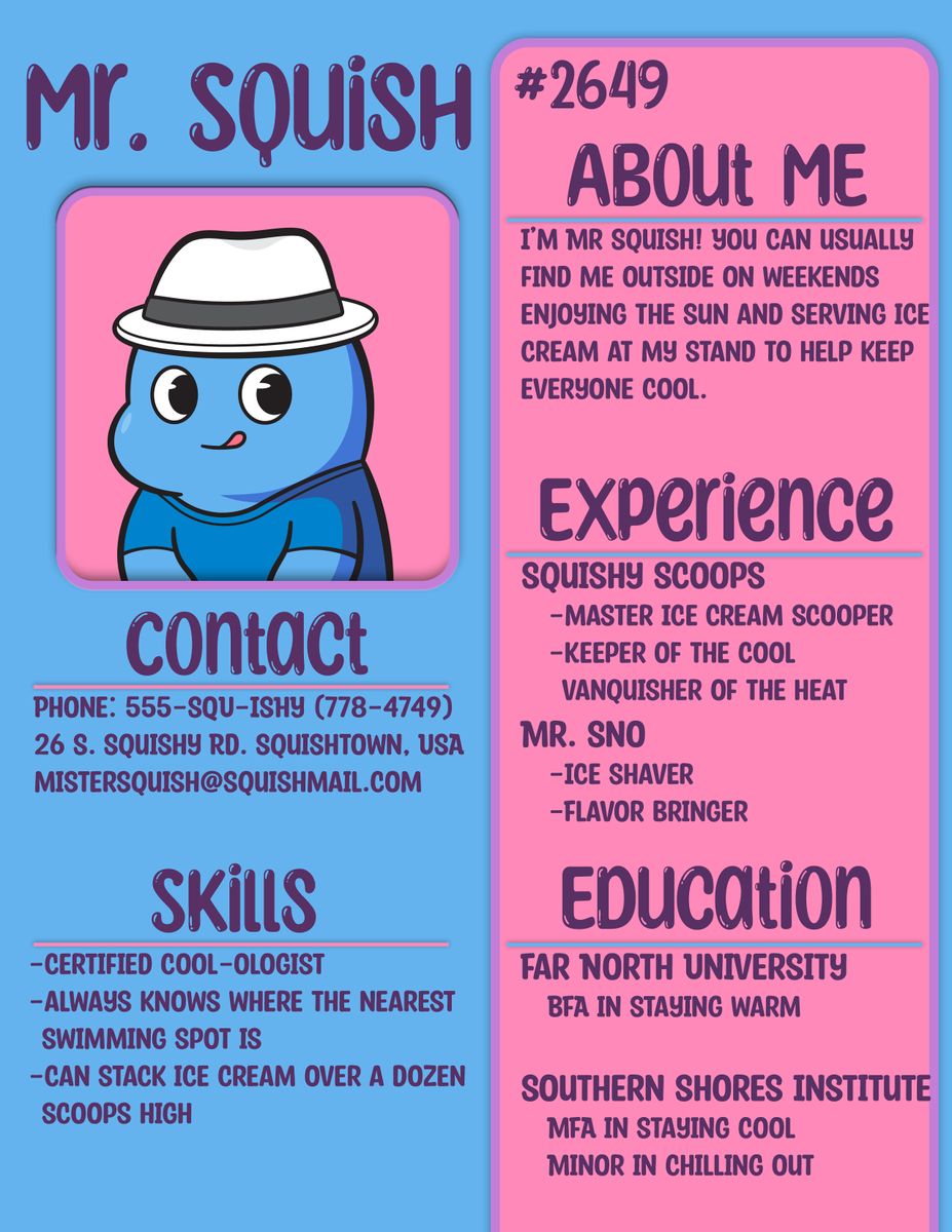 MilkshakinItUp's tweet photo. @SquishySquadNFT Here's Mr. Squish's resume #SquishyResume https://t.co/vks77eniUi