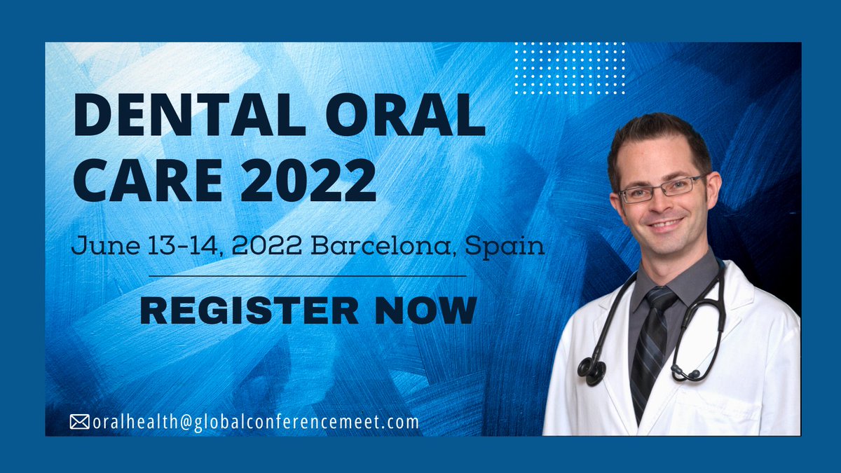 OralCare_Event's tweet photo. Join us in the 5th #Annual_Conference on #oralcare and #Dentistry scheduled on #June 13-14, 2022, #Barcelona #Spain. #Speakers &amp; #Delegates slots are available
#registernow with us.
Whatsapp: +44-2039369064
Mail us at: meevents@memeetings.com
#dentalhealth #dentalcare #oralhealth https://t.co/mdKMUKRztu