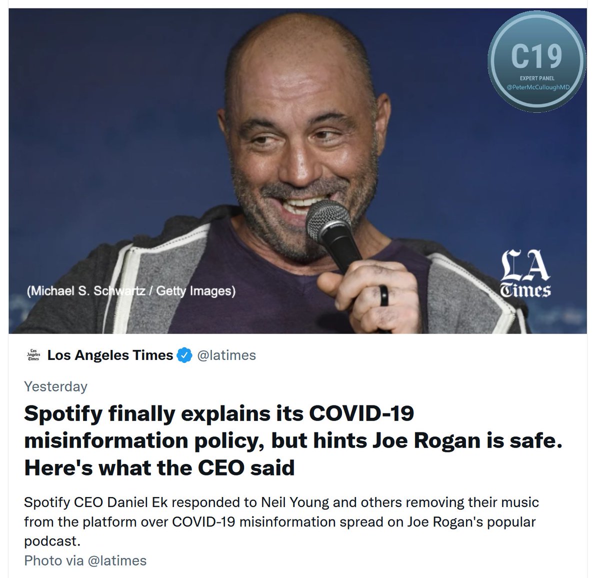 P_McCulloughMD's tweet image. When I went on with Rogan I brought my laptop and went over my grand rounds slides.  Every point was cited and referenced either preprint or PUBMED.  Spotify never contacted me for slides which are freely available to them to adjudicate with their doctors.  Bring it on Spotify!