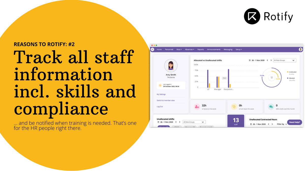 #️⃣2️⃣ Reasons to Rotify 

✅ Track all staff information incl. skills and compliance (and be notified when training is needed)

To find out how Rotify can improve your rota management, join our webinar:

📅 Tuesday, 1 February
🕝 14:30
💻 Register: lnkd.in/ejhY-UfZ