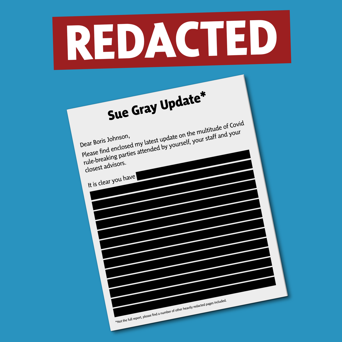 theSNP's tweet photo. 🚨 Sue Gray’s update has been published, containing more blackouts than a Downing Street party.

🏴󠁧󠁢󠁳󠁣󠁴󠁿 Scotland can do better than this corrupt Westminster government. Join us to make that a reality: https://t.co/m9WpLxnZTw https://t.co/VCs2IyuAg1