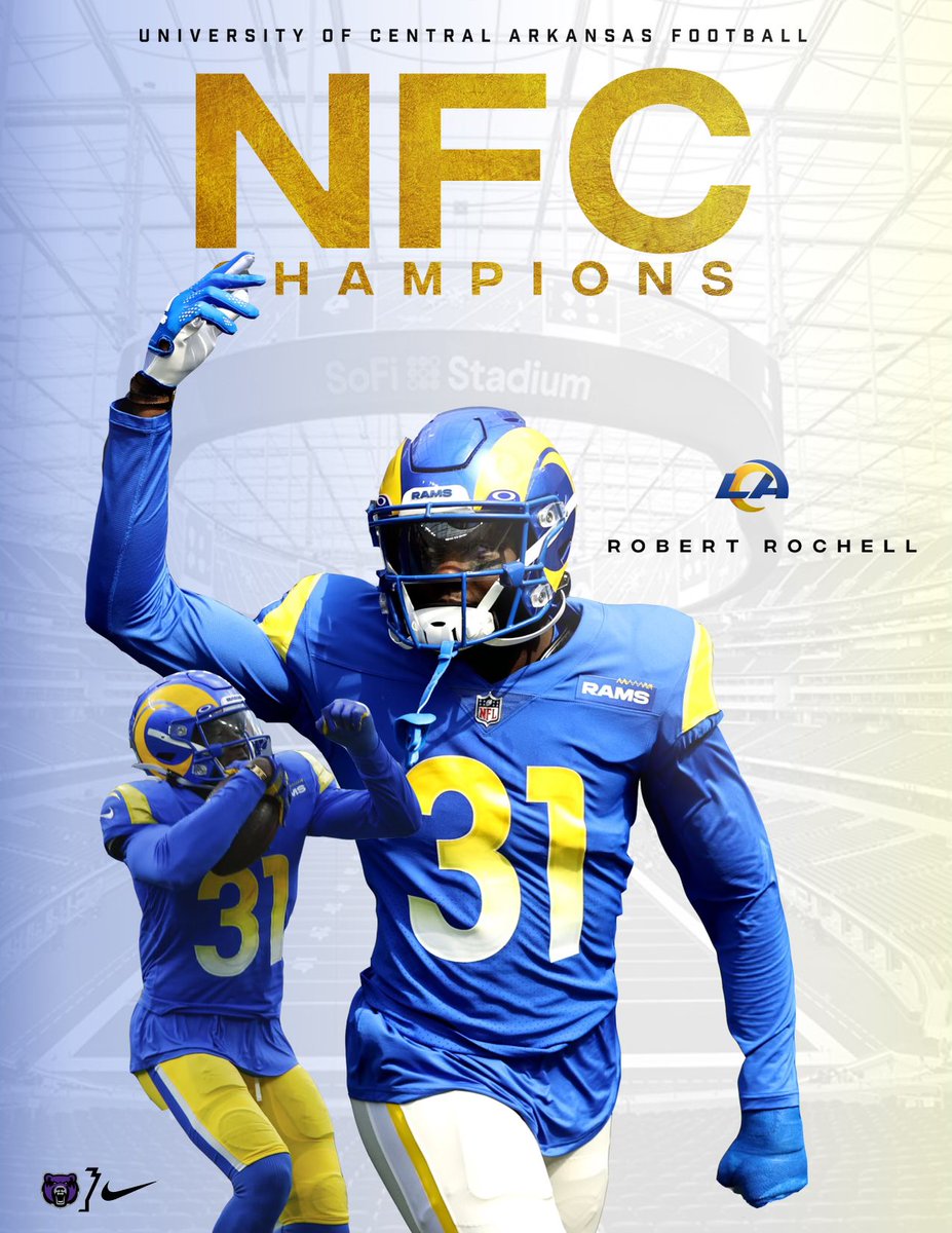 Former <a href="/UCA_Football/">𝗨𝗖𝗔 𝗕𝗘𝗔𝗥𝗦 𝗙𝗢𝗢𝗧𝗕𝗔𝗟𝗟</a> Bear and current LA <a href="/RamsNFL/">Los Angeles Rams</a> CB is SUPER BOWL BOUND in his Rookie season!!
Congratulations <a href="/scootaa11/">Robert Rochell</a>!

#UCA2NFL #BearClawsUp #FearTheStripes