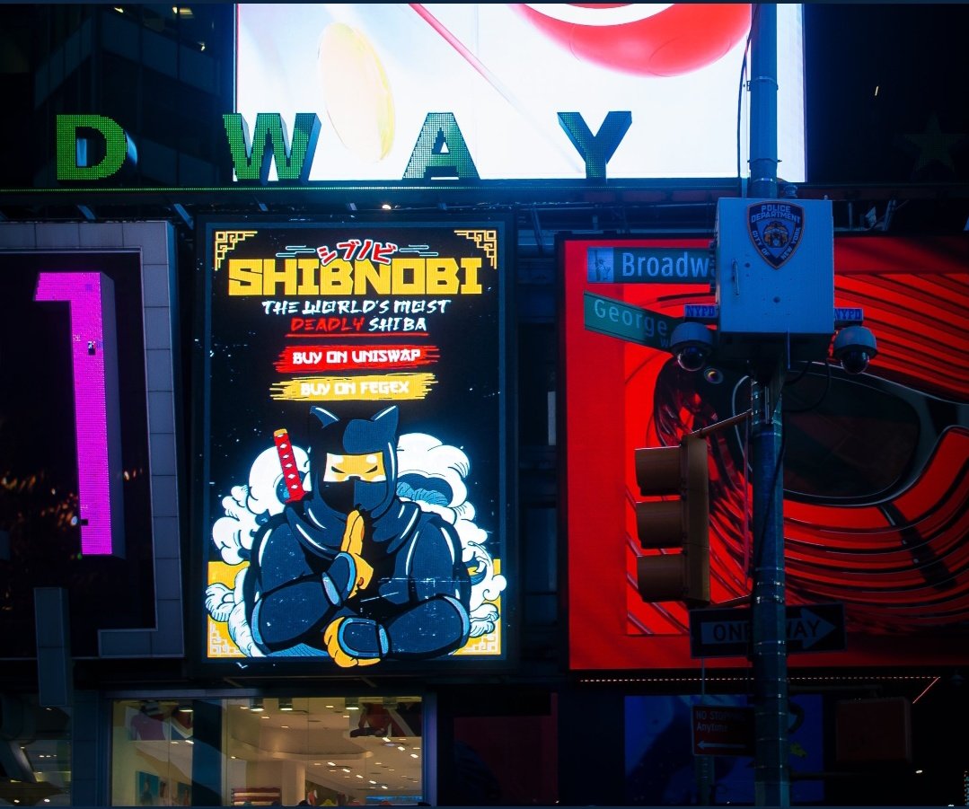 🥷 Check out these awesome snaps from <a href="/WatcherGuru/">Watcher.Guru</a> 📸 

 🌃 #SHINJA billboard in Broadway NYC which was running the other week!🤩

#ShinjaSeason #Shibnobi $Shinja #ShinjaIsTheNext1000X #altcoin #nyc 
#bullish #DeFi #crypto