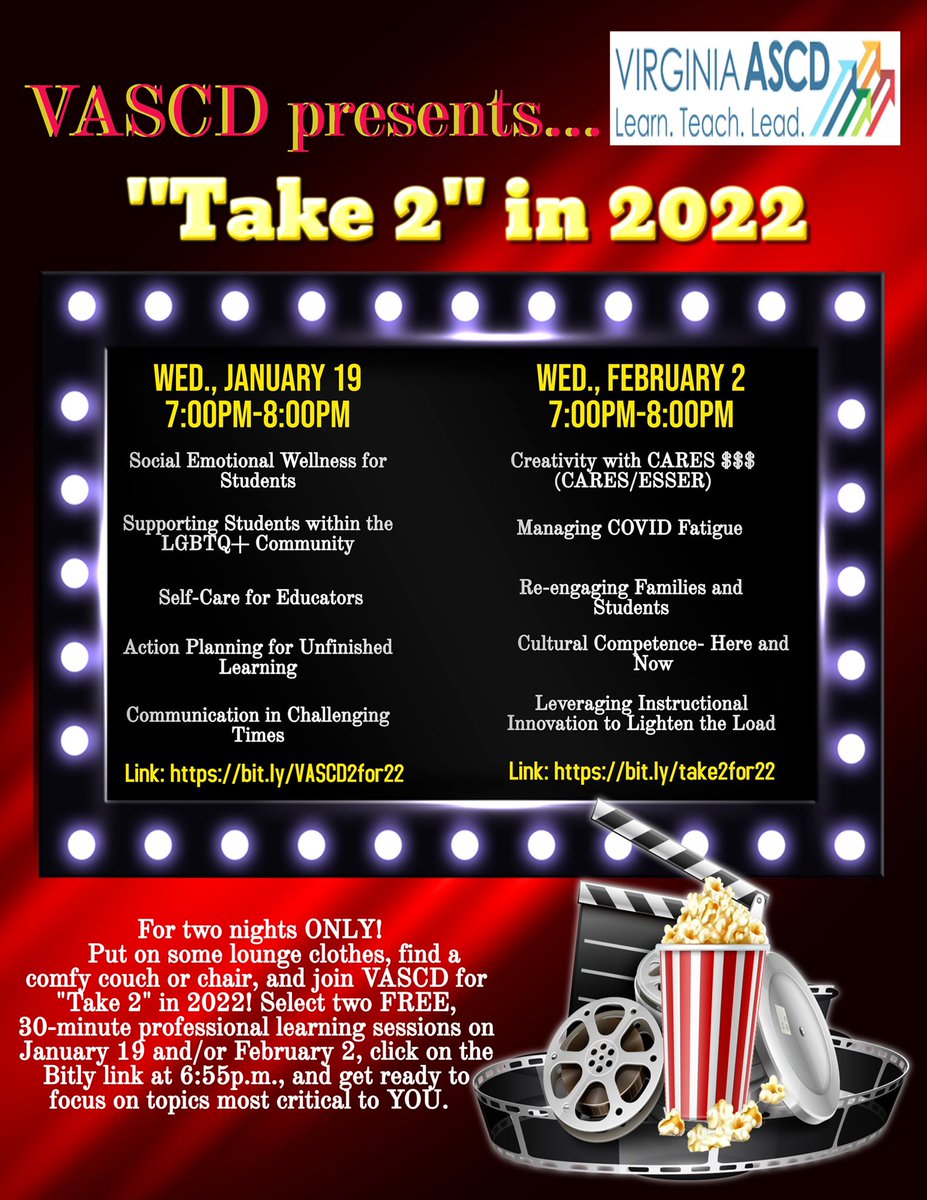 Wednesday night at 7pm!!
Join educators from across the Commonwealth and share solutions to the topics listed below for FREE!
Zoom link in the flyer and more information on vascd.org.
See you soon!