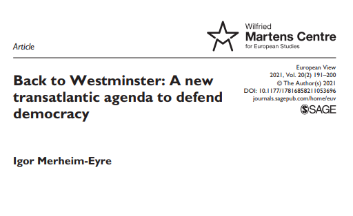 MartensCentre's tweet photo. 🇪🇺👀#EuropeanView: @MerheimEyre wrote an article for our policy journal's latest issue, taking stock of the ongoing challenges. He argues for a renewed #transatlantic agenda that returns to the spirit of President Ronald #Reagan's 1982 #Westminster Speech👉https://t.co/eqCyu2qGpl https://t.co/2LKHAKNXVL