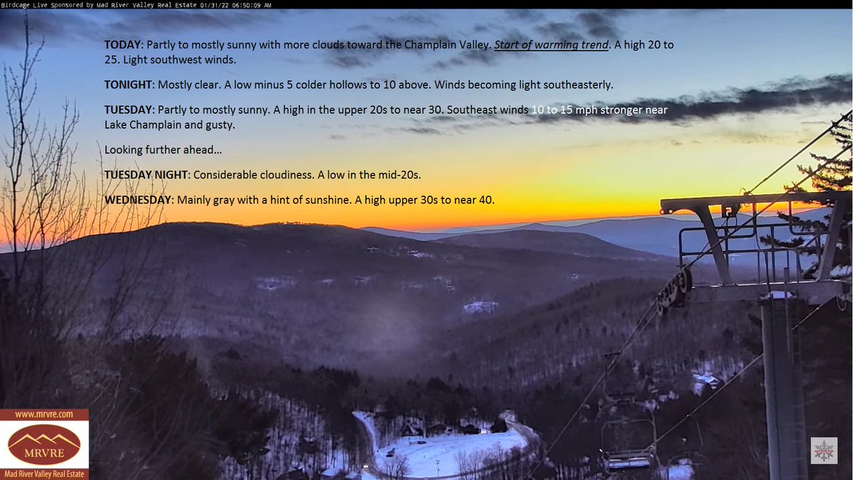 with_hill's tweet photo. Gorgeous sunrises this winter for many days in December, and January and this trend continues. So  2021-2022 #winter not known for lots of snow in the #GreenMountains, but sunrises have really added up. Speaking of #snow...possibly significant amounts/#messyMix...late this week https://t.co/8BtZap3MUt