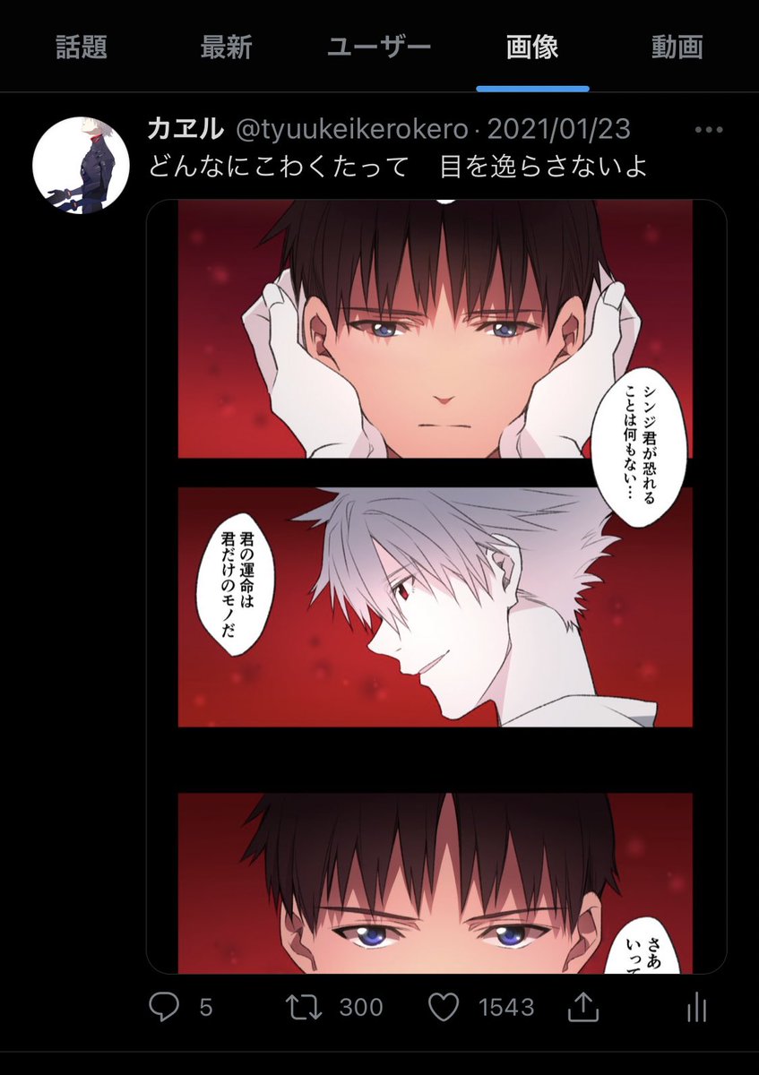 こっちの絵はもっとわかりやすい!なぜならずっとカヲル君だけ表示されてたから!!うおおおついにおっきく表示されるようになった〜〜✨✨✨ 