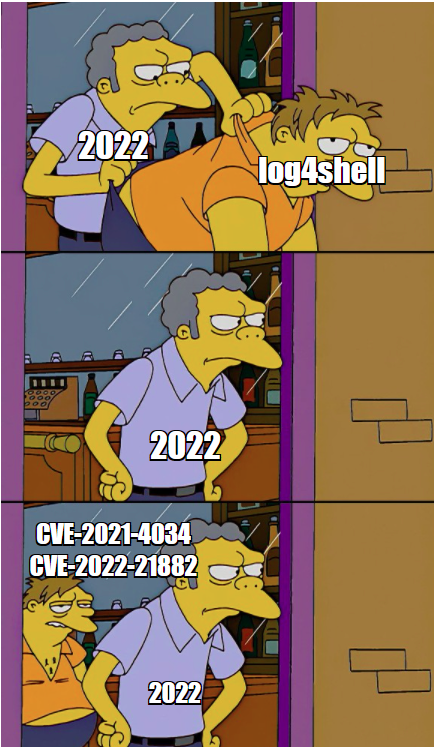 It looks like 2022 will be tough one.

#log4shell #log4j #exploit #cybersecurity #polkit #pkexec