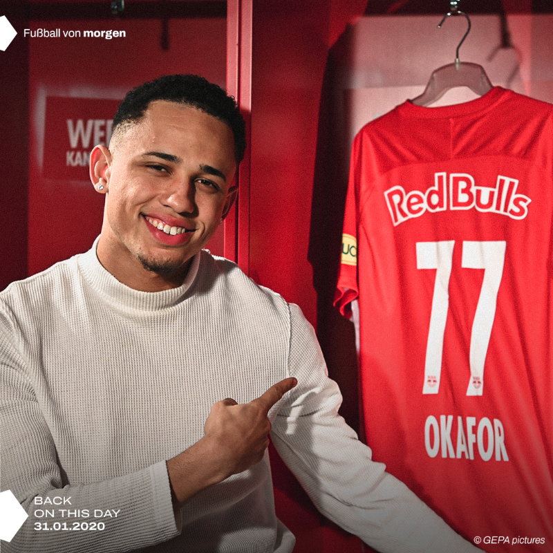 RedBullSalzburg's tweet photo. Wir feiern Jubiläum! 🎉
Heute vor zwei Jahren wurde Noah #Okafor ein Roter Bulle! 😤
#BackOnThisDay

Zu Noahs Ehrentag: das Beste aus zwei Jahren ⤵▶
Fortsetzung folgt ... #WirSindZukunft