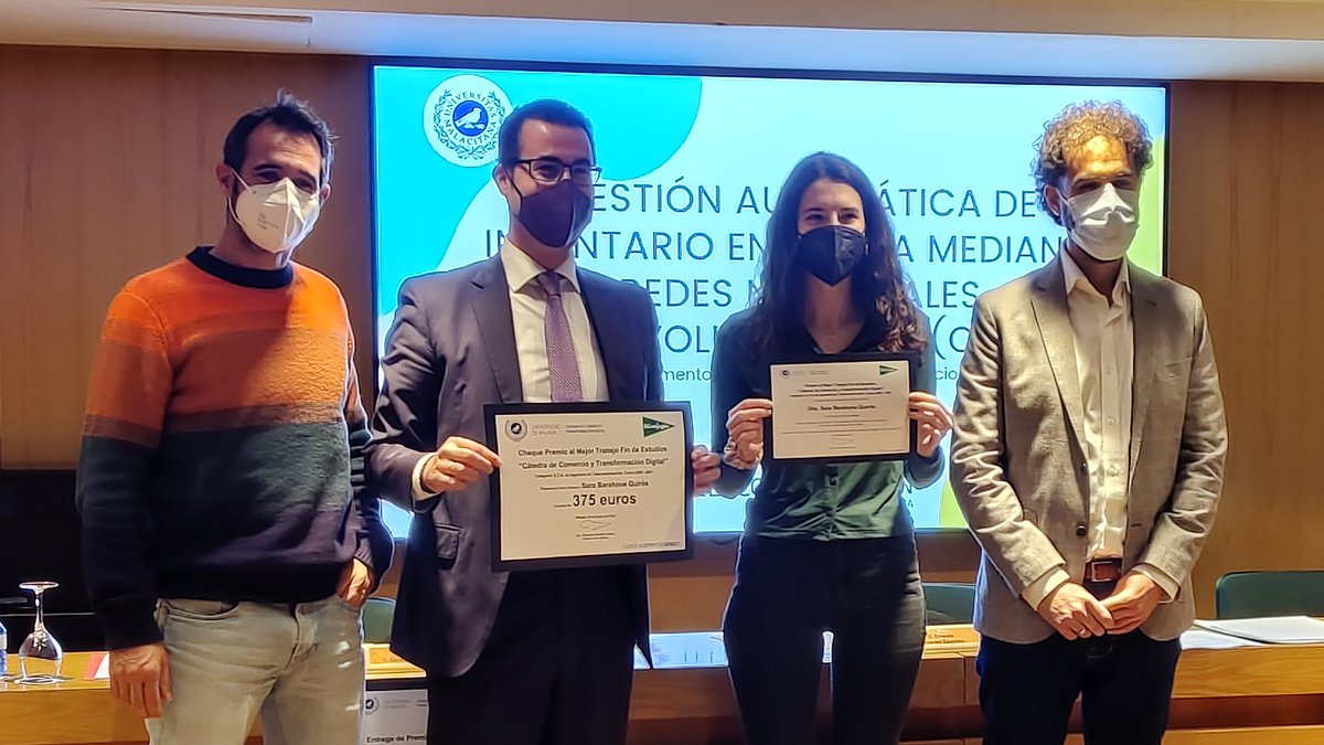 Premio de la “Cátedra de Comercio y Transformación Digital” al TFG “Gestión Automática de Inventario en Tienda Mediante CNN (Red Neuronal Convolucional)” realizado por Sara Barahona y dirigido por el profesor Jorge Munilla del <a href="/Dpto_IC/">Departamento IC-UMA</a> ic.uma.es. <a href="/AJILET/">AJILET</a> <a href="/det_uma/">DET ETSIT UMA</a>