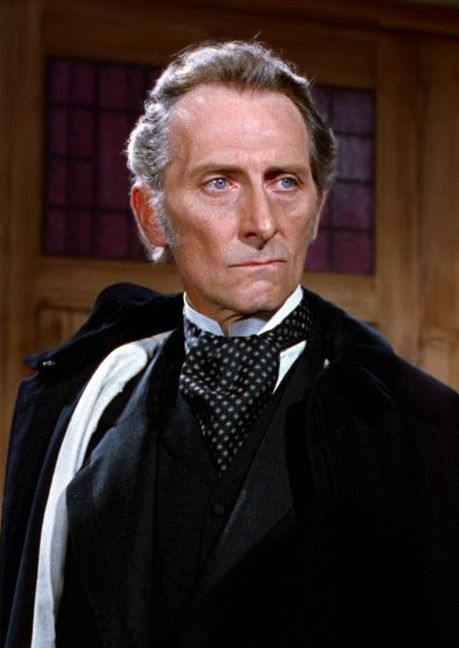 Peter Cushing in a tense scene from 'Frankenstein Created Woman' Hammer (1967)