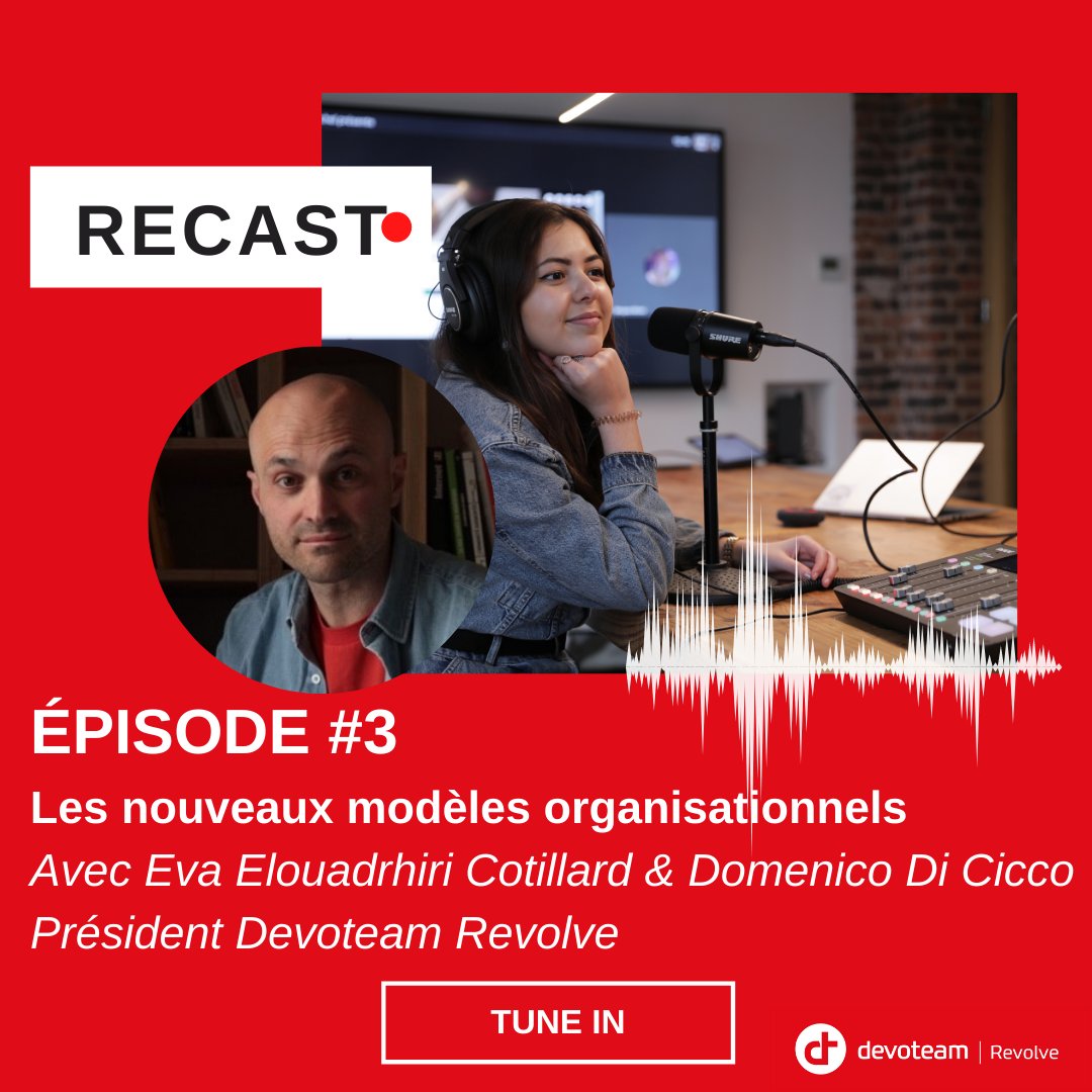 [#ReCast]  #podcast REVOLVE🎙

🙌🤩 On continue avec ReCast !
📊Pour ce 3ème épisode, nous allons parler modèle organisationnel !

🎤 Avec <a href="/di_cicco/">⠍⠈⠉⠅⠑⠗⠻ domenico</a>  Président de <a href="/DevoteamRevolve/">Devoteam I Revolve</a> 

📆 RDV demain Mardi, 1 fév à midi !

🎧Tune in !👇
lnkd.in/dqn6d5c

#Management #agile