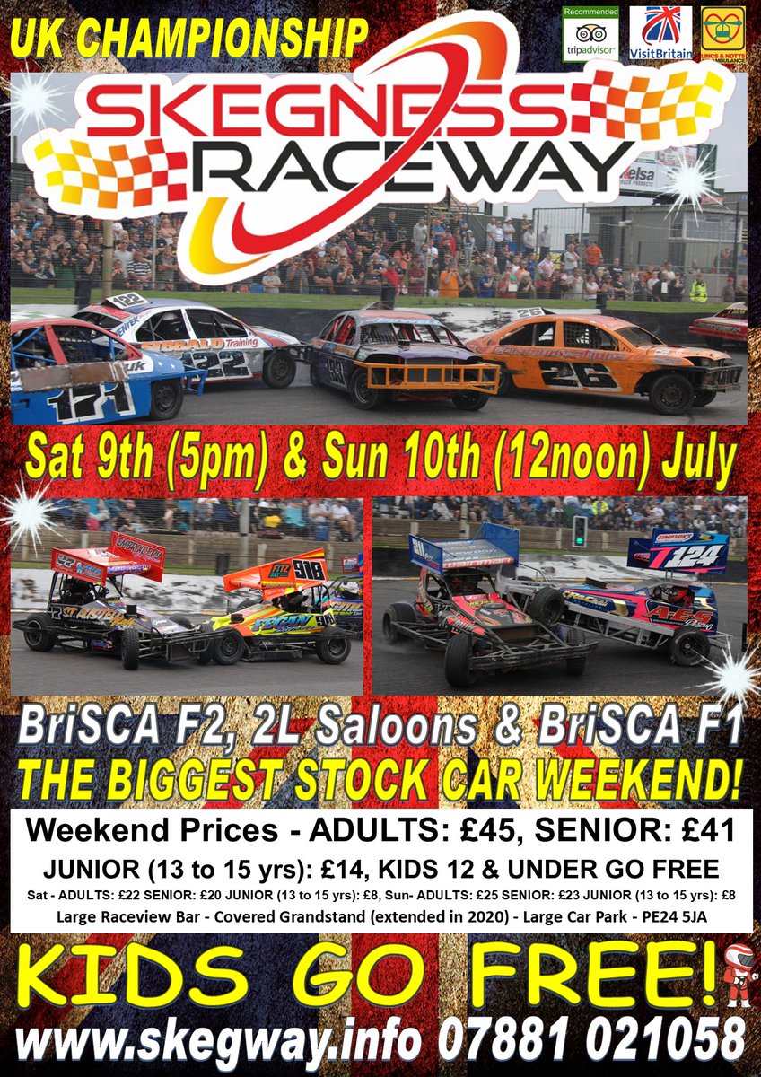The UK Speed Weekend is the BIGGEST STOCK CAR WEEKEND of the Year!
Tickets are available now on skegway.info
Along with tickets for all our events including the 2L Saloons World Championship!
Full event guide on the website, first is the 6th March 1pm
Kids go Free