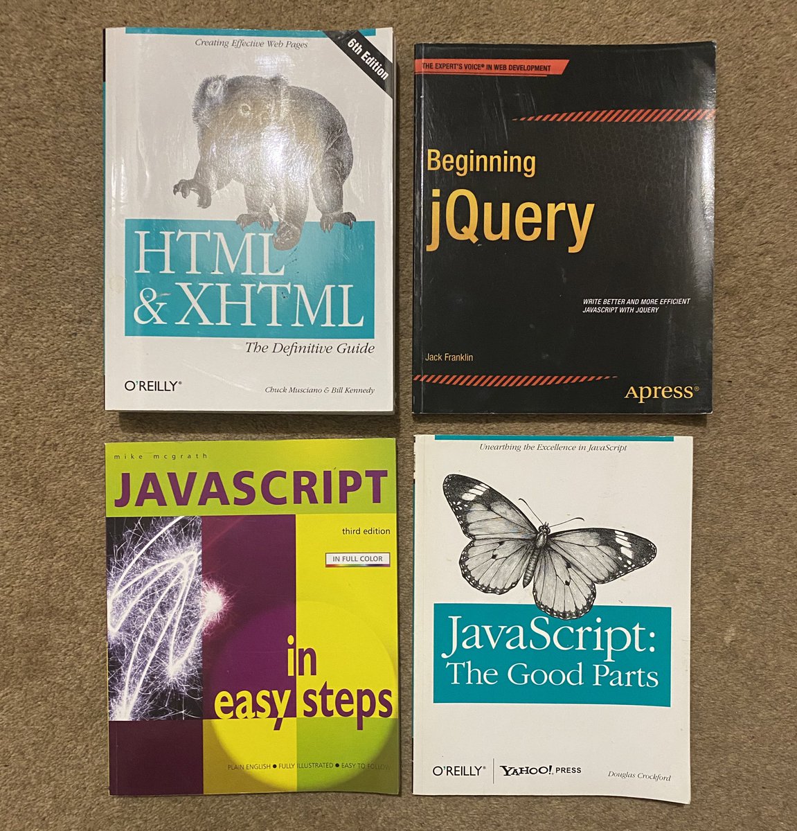 smitchio's tweet image. I am getting rid of these books from my developer days. If anyone is interested in one or all of them, please DM me. #devbooks #javascriptbook #javascript #learningjs #html #htmlbook #xhtmlbook #oreillybooks #engineering