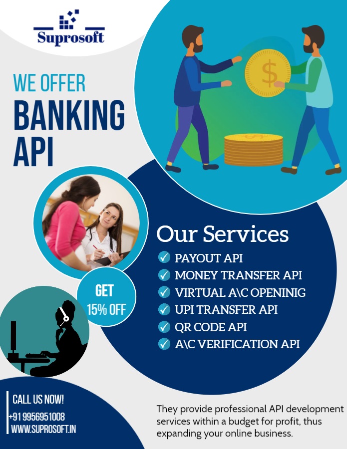 SoftSupro's tweet photo. Great Deal For #BankingAPIs with the best commission.
Contact Now: +91 9956951008
Website: https://t.co/FYegdPZBc1 
#api #banking #payout #moneytransfer #virtualaccount #qrcode #accountverification https://t.co/ioCEgHzkD5