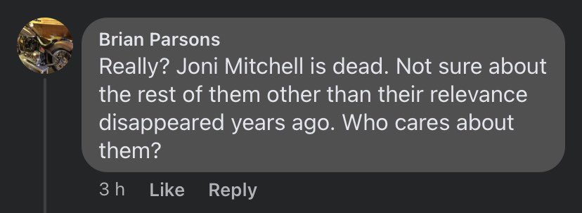 wolfyoogames's tweet photo. I know @joerogan’s guys like conspiracy theories but it’s a bit far for  them to kill @jonimitchell (and they complain about cancel culture!) 😂😅 https://t.co/VQhyPOmcXn