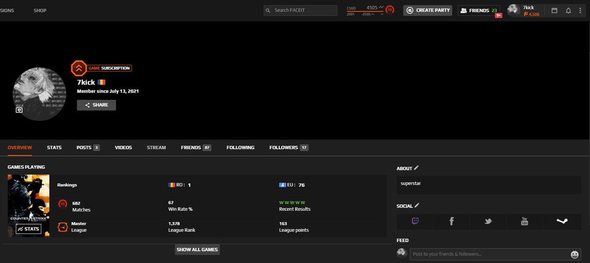 7kickcsgo's tweet image. soon top 1 🤐