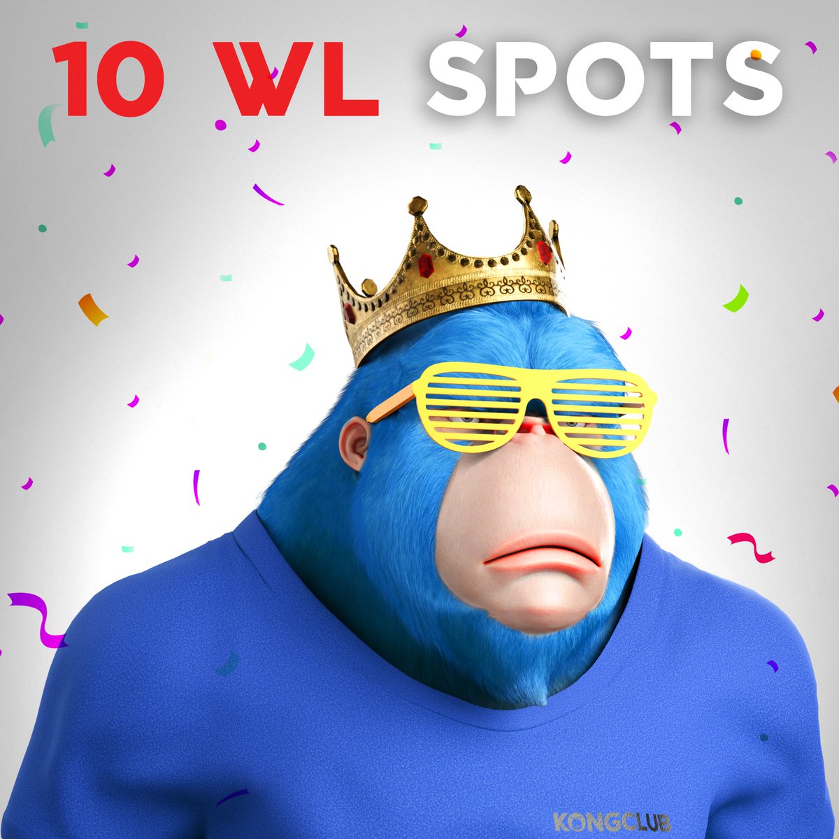 Giveaway with 10 WL spots🥳

1️⃣ Follow <a href="/KongClubNFT/">KongClub</a> 
2️⃣ RT
3️⃣ Tag 3 friends

Ends in 24 hours, we tag all the winners❤️