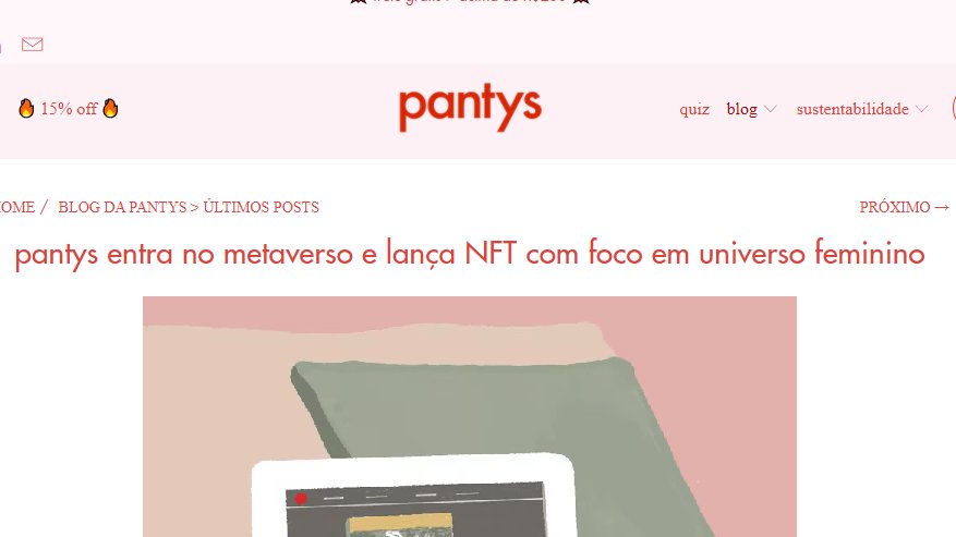 nft de calcinha bixo
nft
de 
calcinha
E O MELHOR: a marca prega sustentabilidade pq são calcinhas menstruais reutilizáveis, dai os cara vai la e queima o equivalente a metade de uma floresta pra farmar moedinha