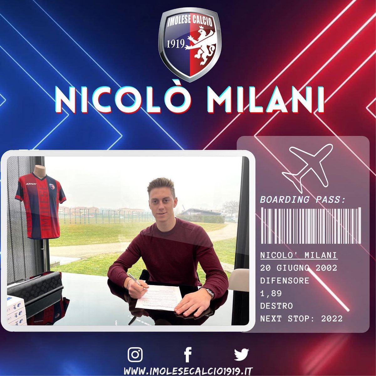 ImoleseCalcio's tweet photo. ✍️ | FIRMA 

𝙉𝙞𝙘𝙤𝙡𝙤̀ 𝙈𝙞𝙡𝙖𝙣𝙞 è rossoblù! 🔴🔵

🖇 https://t.co/0ITTBXZeel

#ForzaImolese https://t.co/uH5Rvc4Uo7