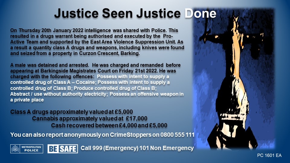 MPSBrooklands's tweet photo. Justice Seen Justice Done

You can also report anonymously on
 #CrimeStoppers on 0800 555 111 https://t.co/YyHlWUTSMz