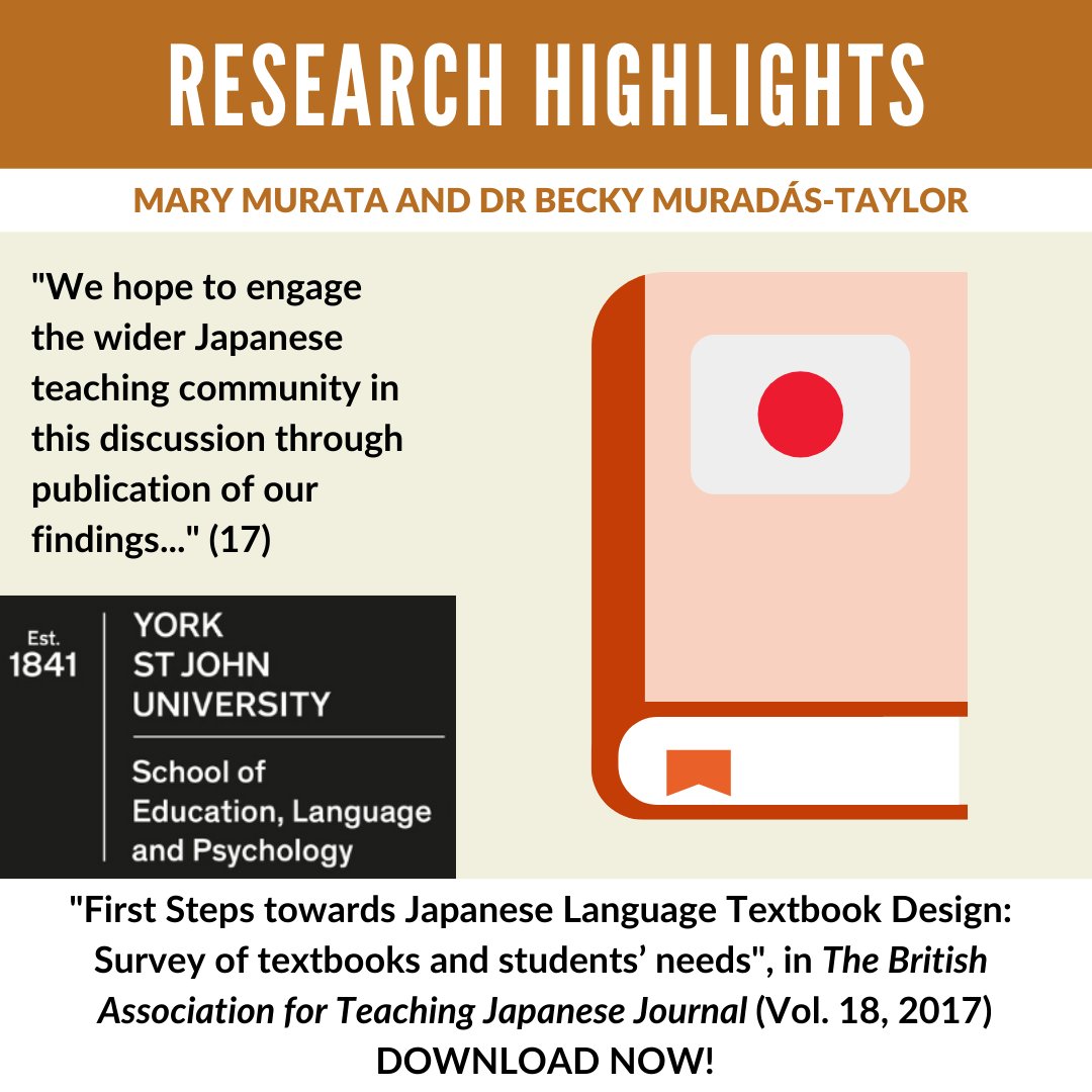 ysjschoolofelp's tweet photo. Today's research highlight is on Mary Murata and Dr Becky Muradás-Taylor's article surveying the usefulness of UK Japanese Textbooks!

https://t.co/qOIyDzqKe1 

For more on the research our expert staff use in their cutting-edge teaching, watch this space!

#ELPResearchHighlights https://t.co/exoxmgFEgt