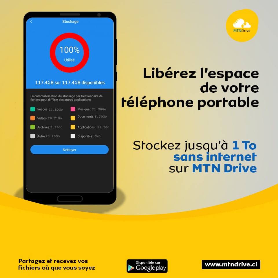 mtn_drive's tweet photo. Avec l'application MTN Drive, vous avez la possibilité de stocker toutes vos données et libérer l'espace de votre téléphone portable pour plus de flexibilité.
Téléchargez vite ici : https://t.co/S8I9sLXdQV

#mtndrive #partage #stockage #drive #cloud https://t.co/fgF1j061oq