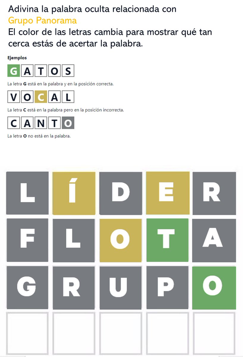 Si el #Wordle 226 te ha parecido imposible... te damos otra oportunidad de acertar con el nuestro! Os leemos las respuestas en comentarios.
#grupopanorama #juegos #impresión #montaje #digitalsignage