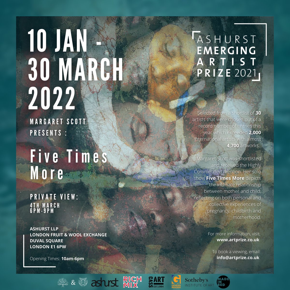 This is "Five Times More", Highly Commended Artist Margaret Scott's solo show and curated by Katie Lynch.
​
​If you are interested in purchasing an artwork, head to the Emerging Artist Gallery website: emergingartistgallery.com/five-times-mor…