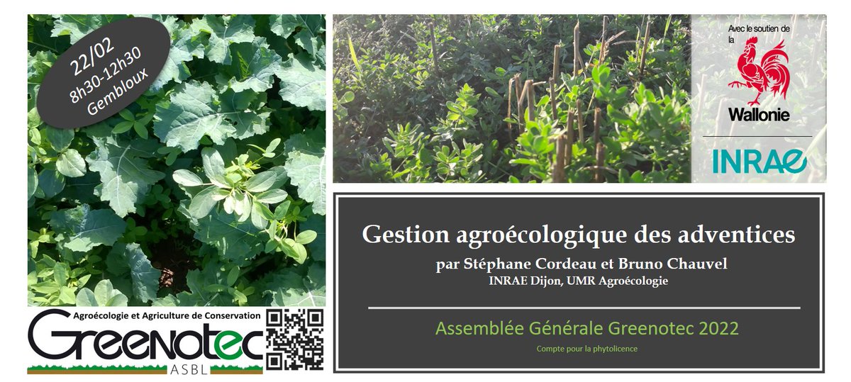 scordeau_inra's tweet photo. Intervention à venir à l'AG de @Greenotec le 22 Fév. 2022:
par @scordeau_inra &amp; @ChauvelBruno1 travaillant à @UMRAgroecologie @INRAE_BFC_Dijon 
sur la gestion agroécologique des #adventices. 🔗Inscription via le lien suivant : https://t.co/4tJZH9JpUE https://t.co/Cj4lMpnlya