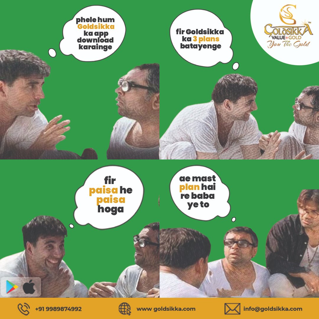 goldsikkaltd's tweet photo. Ek nahi 3 plans hai Goldsikka app se malamaal hone keliye...
1) My Gold 2022
2) Gold Suvidha
3) Gold Plus
Refer Karo or earn Karo.
:
Visit: https://t.co/f4nTBFH1tO
For enquires contact: 9989874992
Android:https://t.co/mCQfy2hk89​
iOS: https://t.co/E8QVGVmecJ
:
#goldfun #goldmeme https://t.co/STtsX4Bd1B