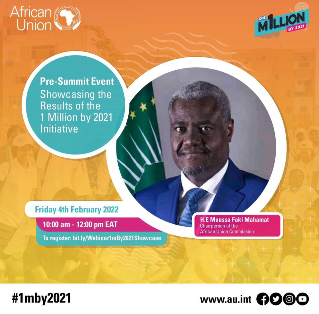 Africa's youth population is estimated to reach 1.6 billion by 2030. This huge growth creates an opportunity to harness the power of young people. Join us on 04/02/2022 to hear more about the #1mby2021 achievements. Register here bit.ly/Webinar1mBy202…