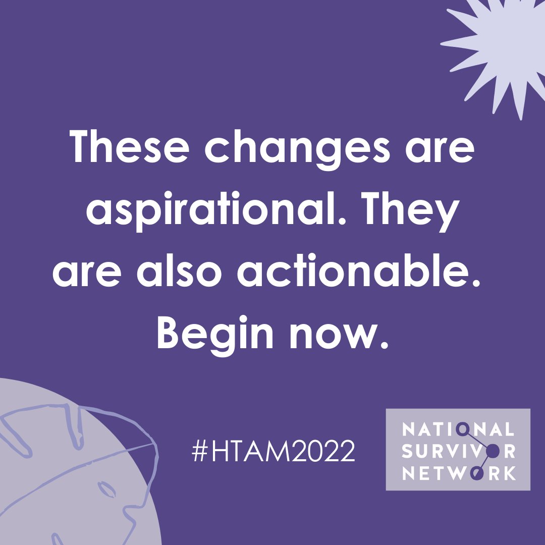 NtlSurvivorNet's tweet photo. The empowering changes we've recommended all month are aspirational, & yet they are also actionable! Rather than get overwhelmed trying to do them all at once, choose one and begin. See the full list here: https://t.co/FzBIdEEdRq #HTAM2022 #HumanTraffickingAwarenessMonth https://t.co/GAvnRTN59V