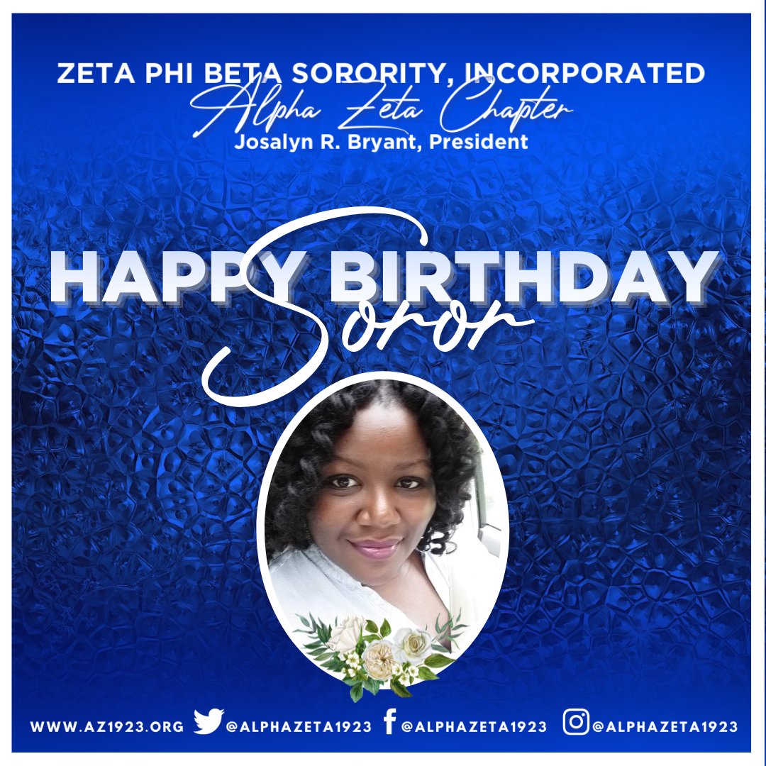 alphazeta1923's tweet photo. Alpha Zeta Chapter would like to send a Happy Birthday to Soror Tomika Gay
Enjoy! 💙

#AZ1923 #baltimorecityzetas #zphib2022 #zphibmd https://t.co/CT72CqDGQq